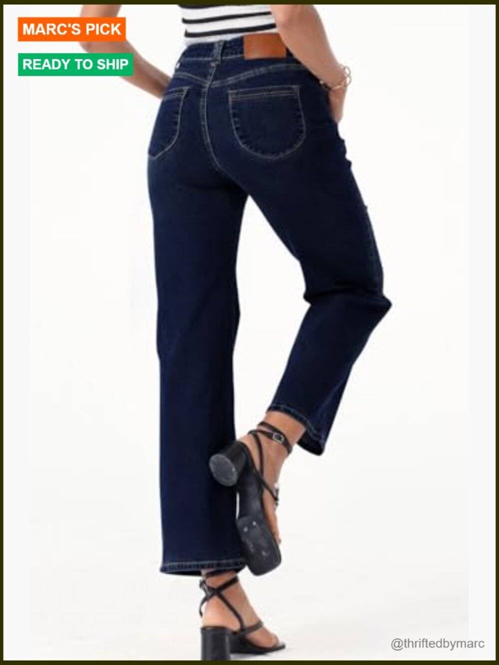 High Waisted Straight Leg Jeans Ankle Denim Stretchy with Pockets - Picture 4 of 7
